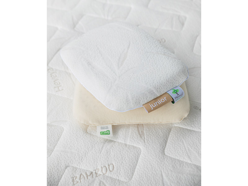 Heveya Junior婴儿甜甜圈枕头，100%天然有机乳胶，可拆卸竹盖
