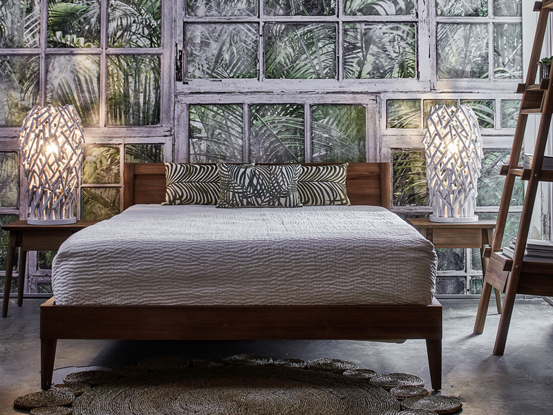 环保的卧室家具-树复古柚木床