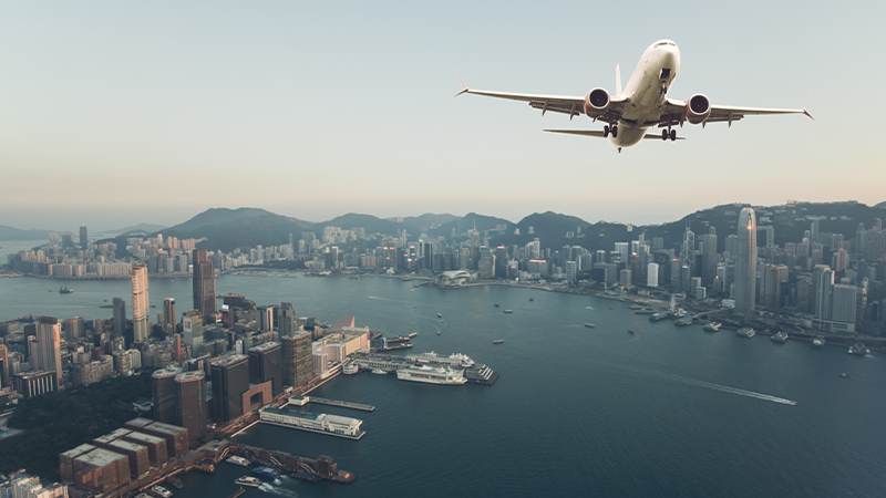香港的运输-飞越香港的飞机